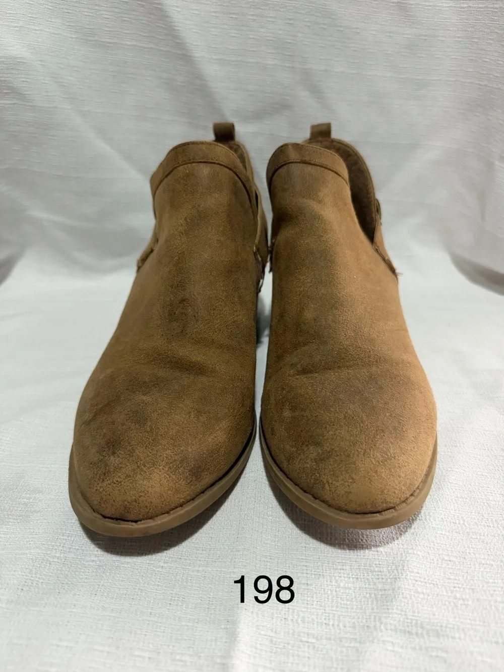 Suede Slip-On Ankle Booties in Chestnut Brown